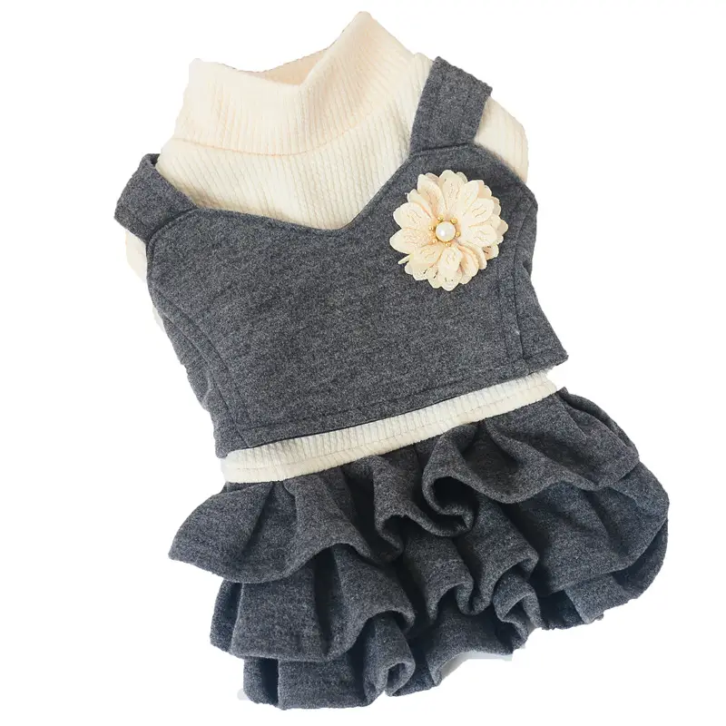 Korean Style Woolen Princess Dress Dog Clothes Teddy