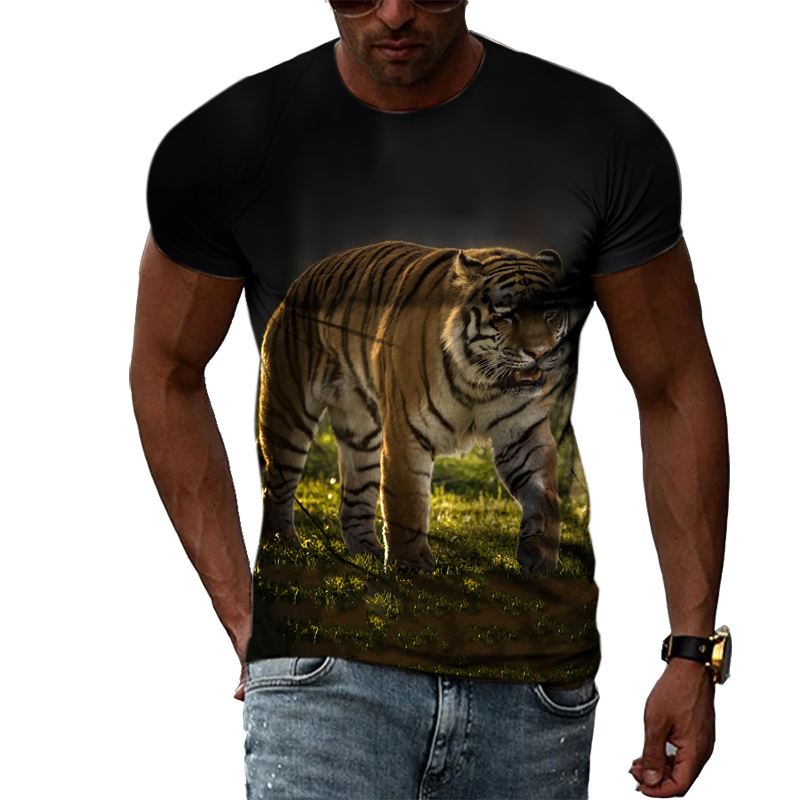 Title 11, European and American Tiger Print Short-sleeved...