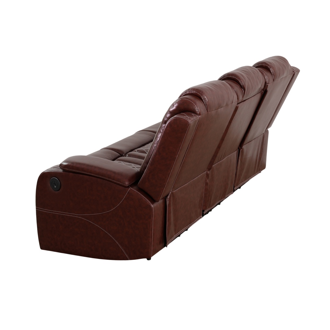 Pickup Only--Red Breathing Leather 3-Piece Living Room Recliner Sofa Set