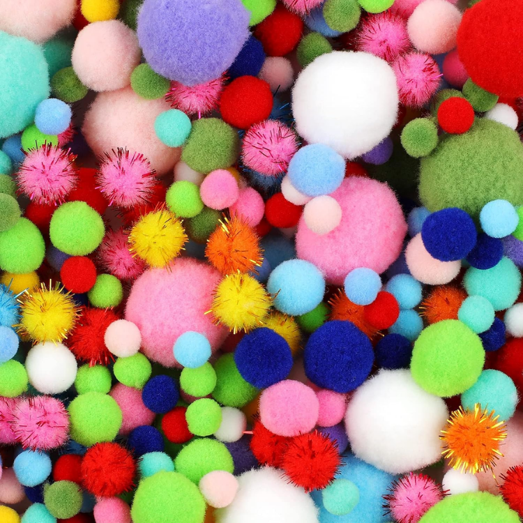 900 Multicolor Bulk Pom Poms Arts And Crafts, Soft And Fluffy Craft Pom Poms, Assorted Sizes Pompoms, For Arts And Craft Making Decorations