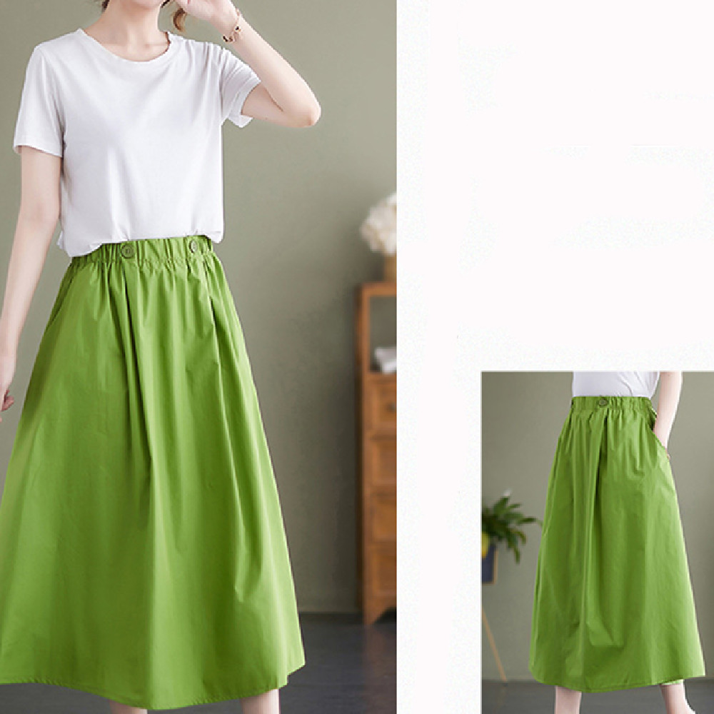 Fashionable Solid Color Elastic Skirt