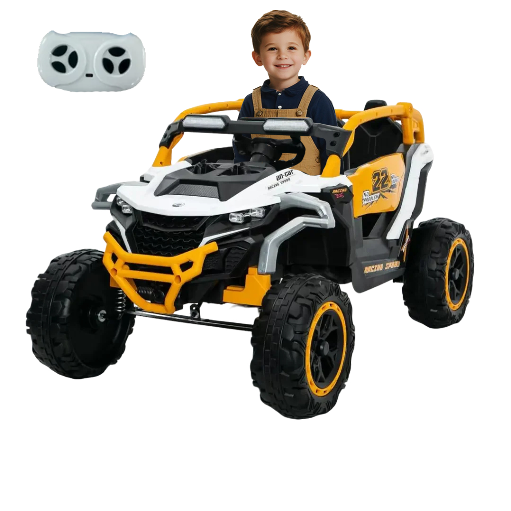 Ride On Models Truck Car 12V Kids Electric Vehicles, Remote Control, Front & Rear Shock Suspension, 2 Seater UTV, Flashlights And A Built-in Music Player, For Age 3-6 Years Old