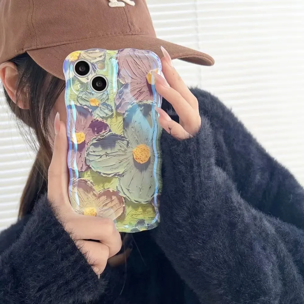 Retro Oil Painting Phone Case Blu-ray Flowers Shockproof For13