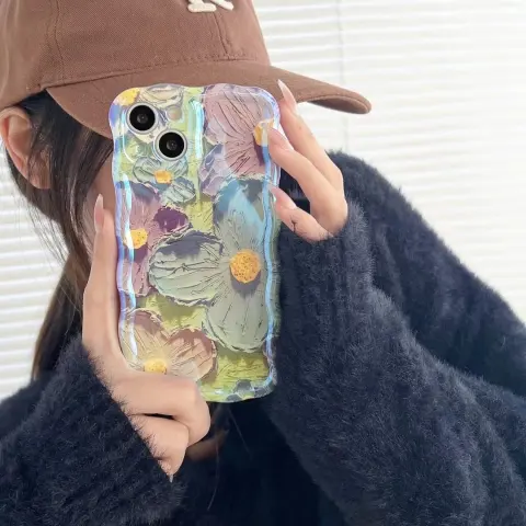 Retro Oil Painting Phone Case Blu-ray Flowers Shockproof For13