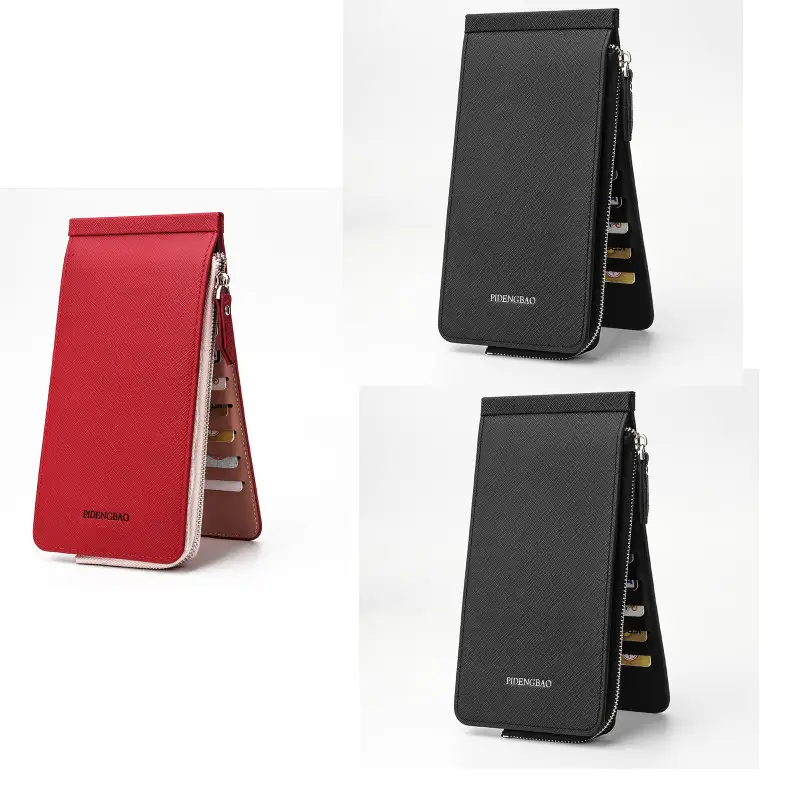 Multifunctional Mobile Phone Wallet with Zipper Compartment and Card Slots — 1red 2balck