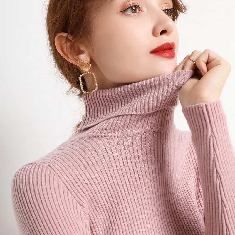 Women's Solid Color Wool Bottoming Shirt Long-sleeved Drawstring Slim Fit - Purple