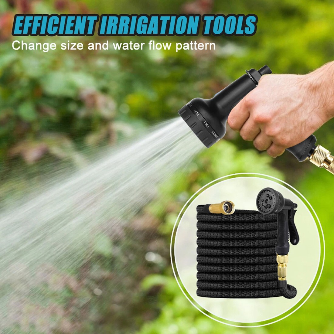 Heavy Duty 25-100FT Expandable Garden Hose Pipe Flexible With Water Spray Gun UK