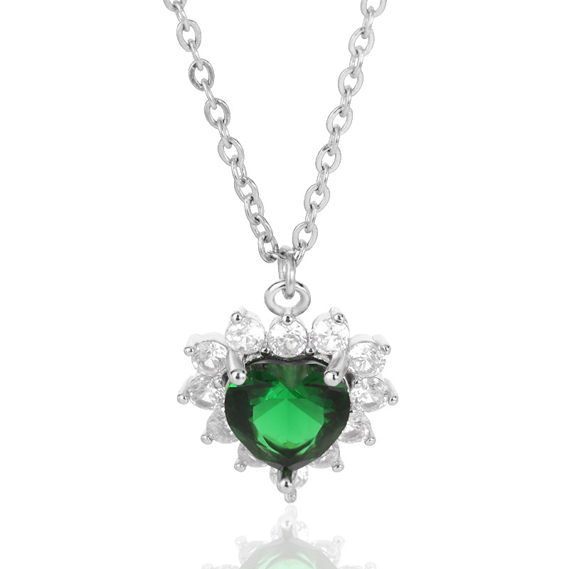With Simple Heart-Shaped Zircon Necklace Ladies Wedding Zircon Necklace