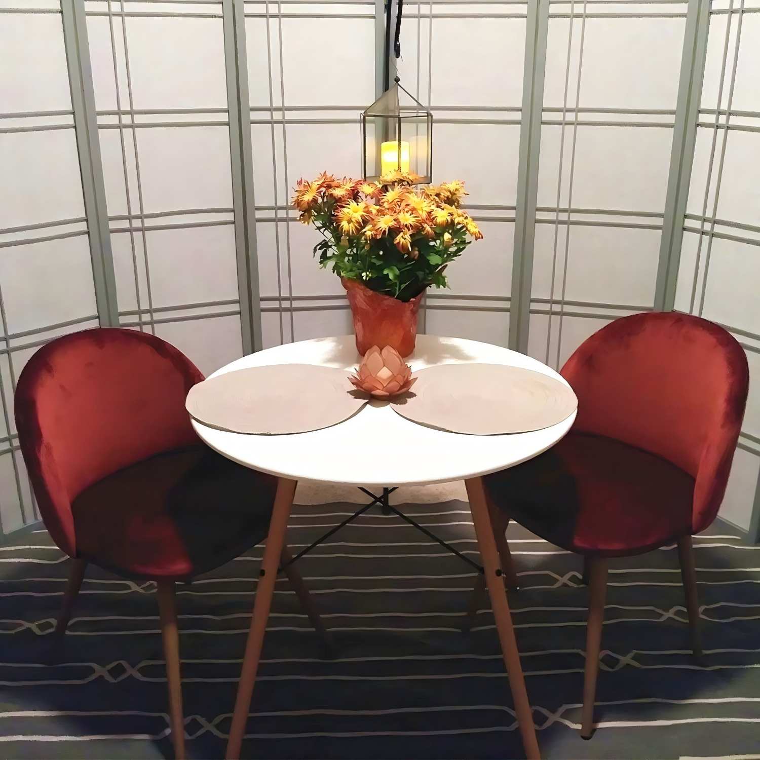 PESARO Velvet Luxury Dining Chairs Set Of 2 Modern Velvet With Wood Legs