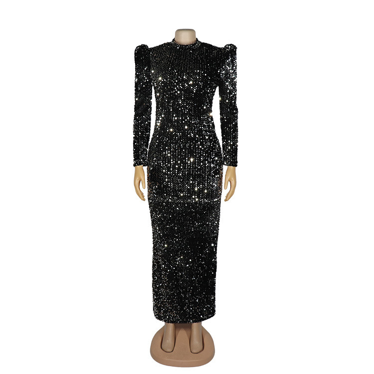 Sequin Long-Sleeved Pencil Dress