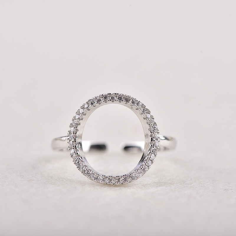 Micro Set Zircon Ring With Adjustable Opening For Women