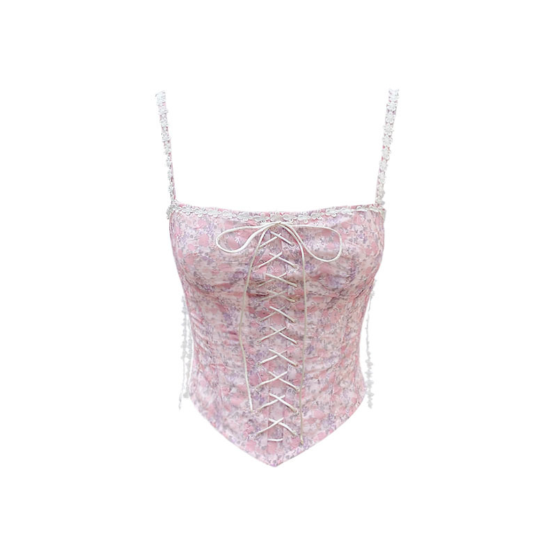 New Summer Sweet Wind Gentle Blouse Tube Floral Sling Top