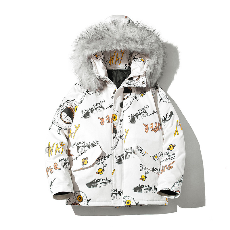 Mountain Carving Big Fur Collar Cotton-padded Clothes Man