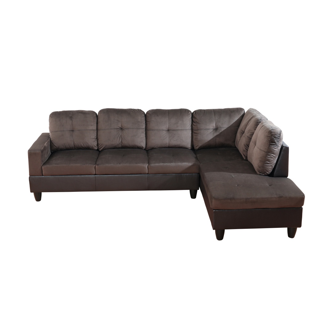 Pickup Only--Dark Brown Flannel And PVC 3-Piece Couch Living Room Sofa Set