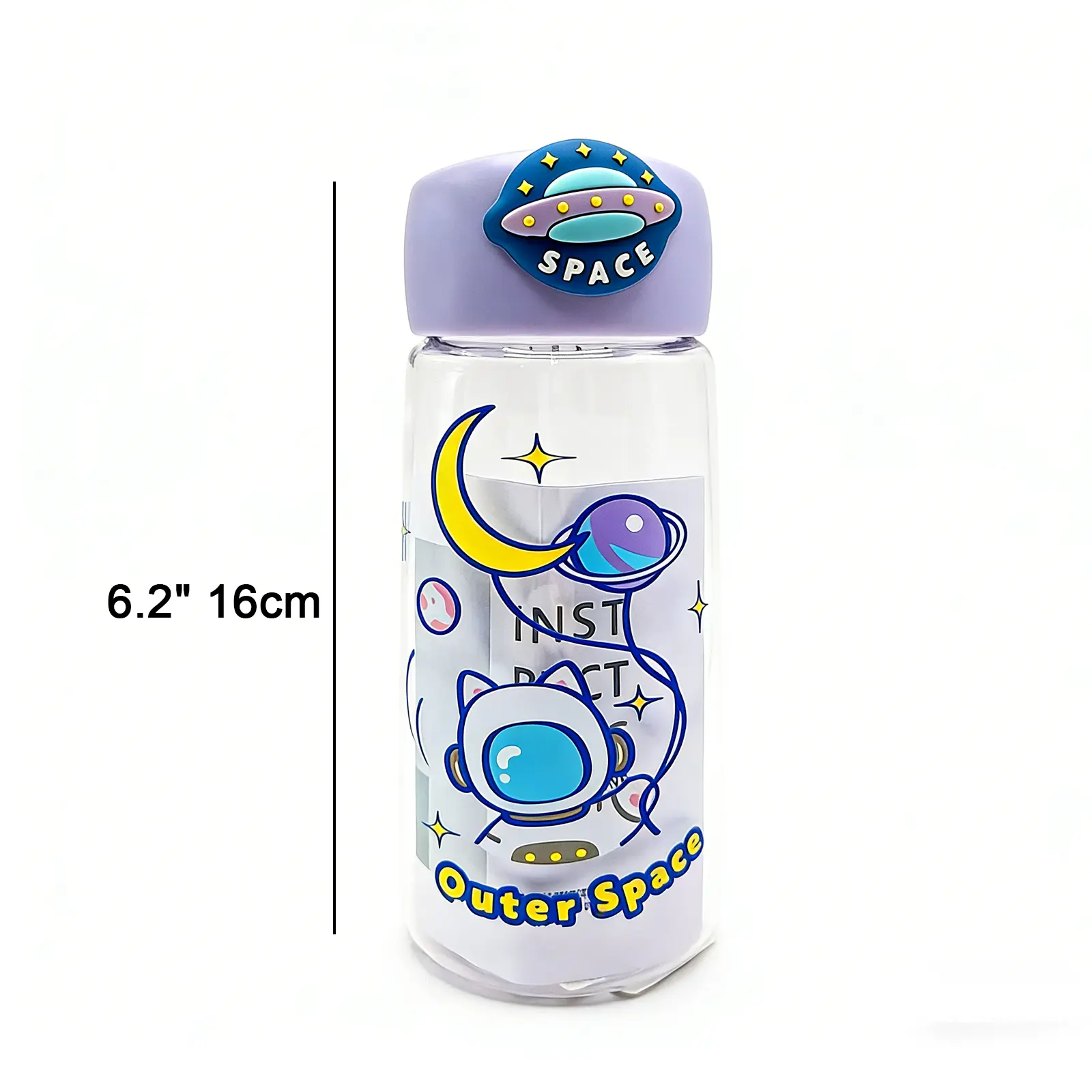 Astronaut Cat Plastic Bottle 400ml-Purple