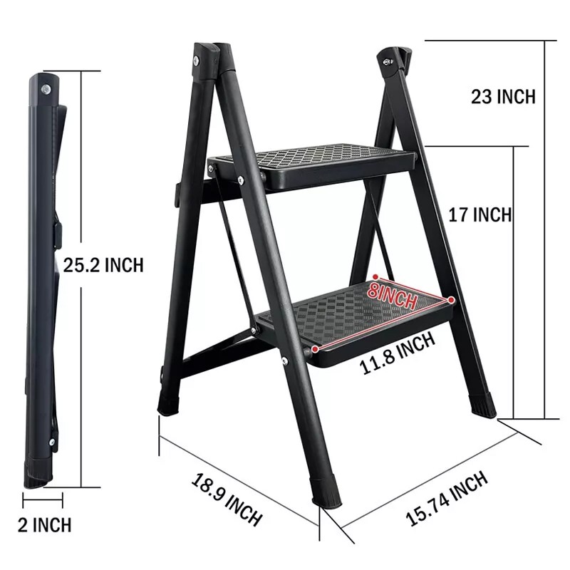 3 Step Ladder Folding Portable Compact Heavy Duty Anti-Slip Mat Stoo