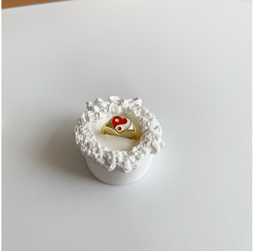 Fashion Personality Heart-shaped Set Epoxy Copper Ring