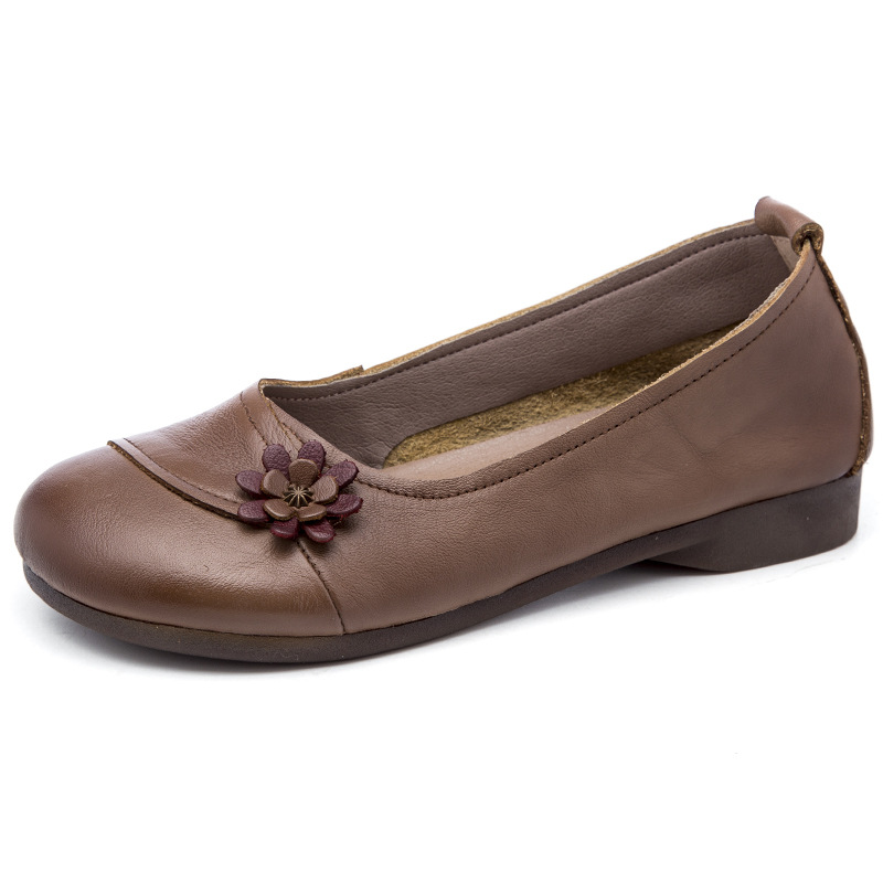 Comfortable Vintage Leather Women's Flat Heel Casual Shoes