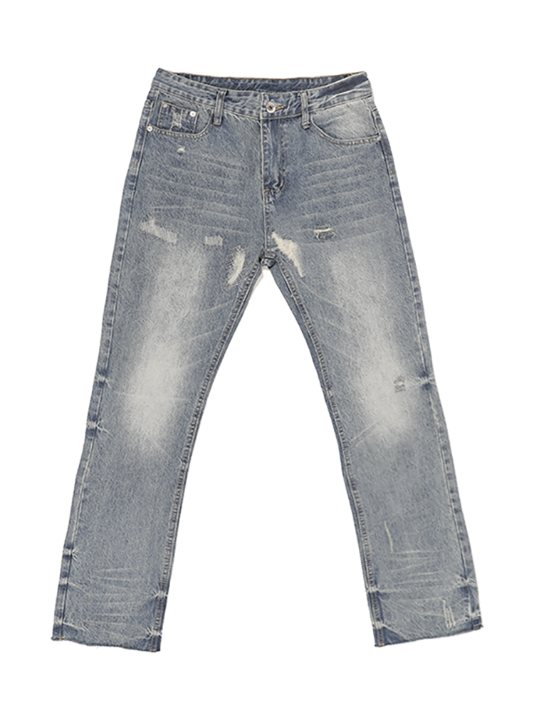 Title 4, Distressed Washed Jeans With Fringe