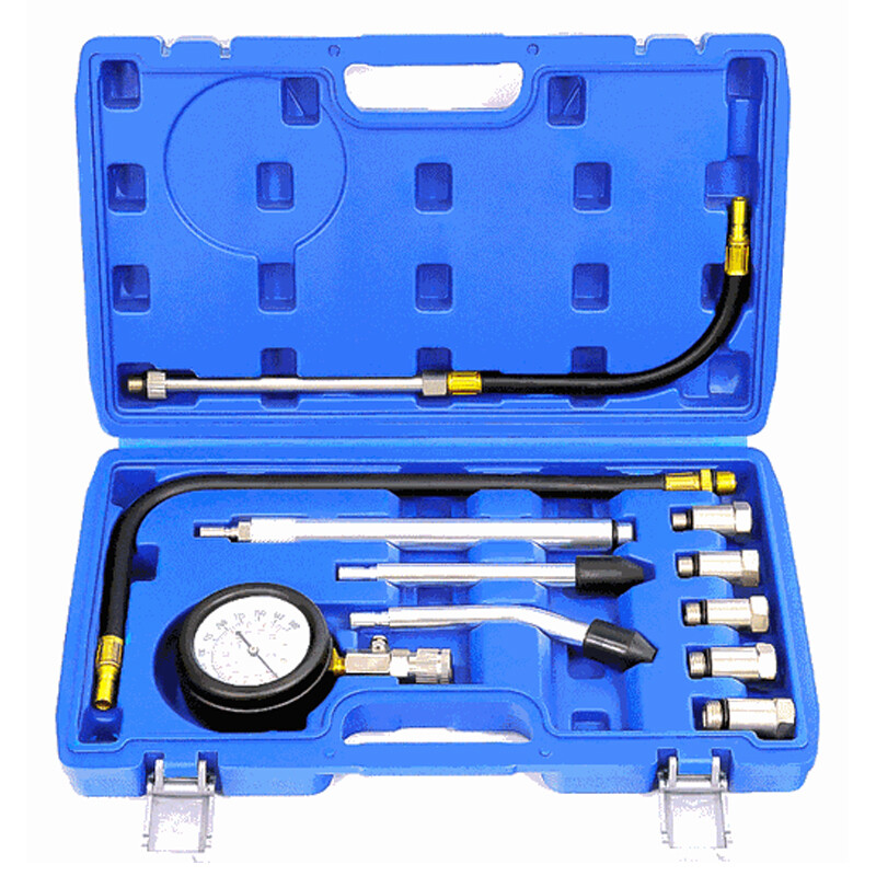 11PCS Petrol Engine Compression Tester Kit Fuel Cylinder Pressure Gauge Tool Set 7
