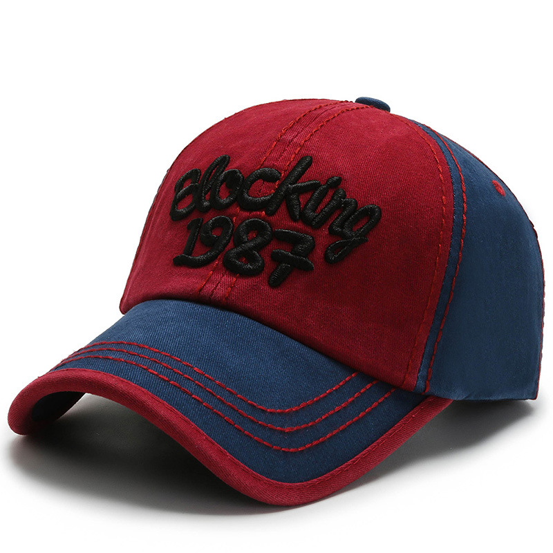 Red with blue brim