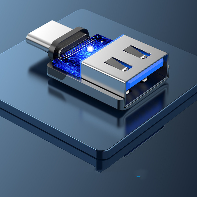 USB 3.0C Male To A Female OTG Adapter Aluminum Alloy Grey With Lanyard