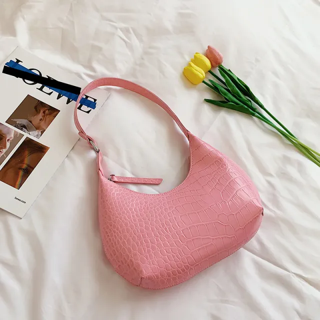 Fashion Half moon One shoulder Armpit Bag Pink - Shop at LoveMi