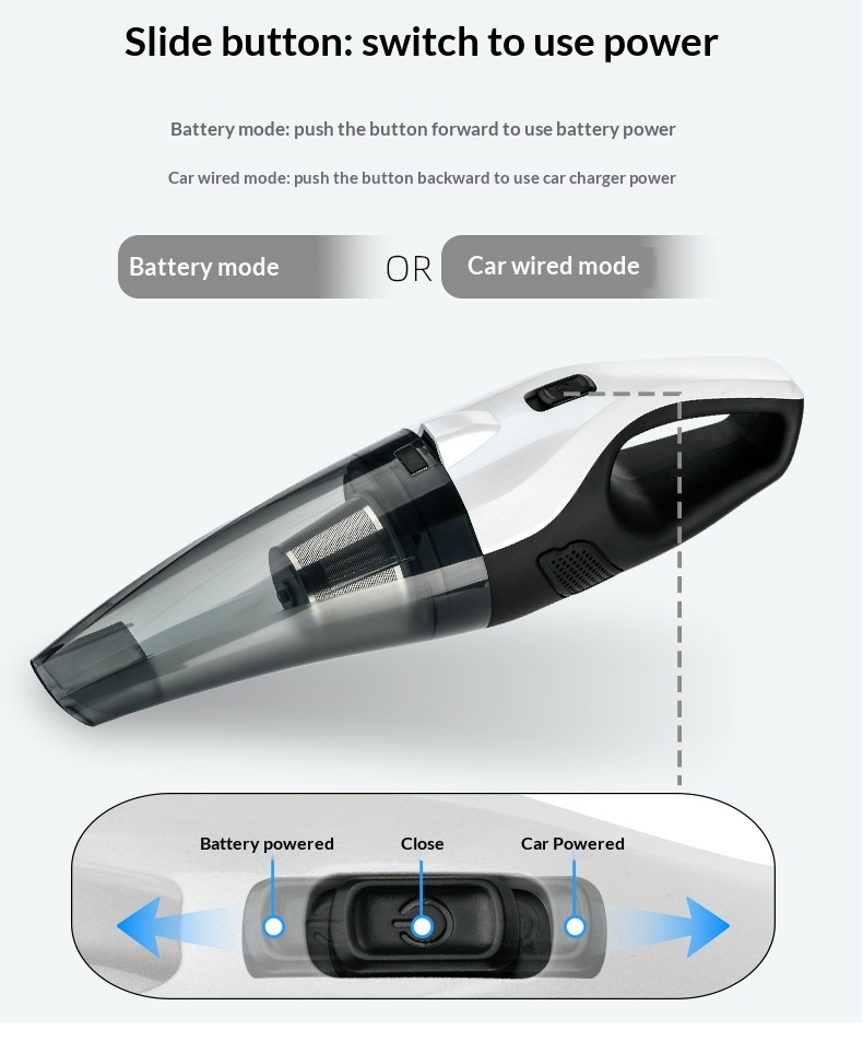 High Power Cordless Car Vacuum Cleaner, Handheld Portable Wet & Dry Vacuum With Lighting, Strong Suction Dual System Auto Vacuum 3