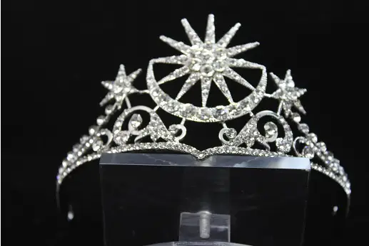 Fashion Star And Moon Diamond Crown Tiara
