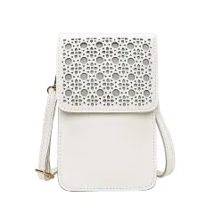 Women's Hollow Large Screen Double Compartment Single-shoulder Diagonal Coin Purse - White - View 1