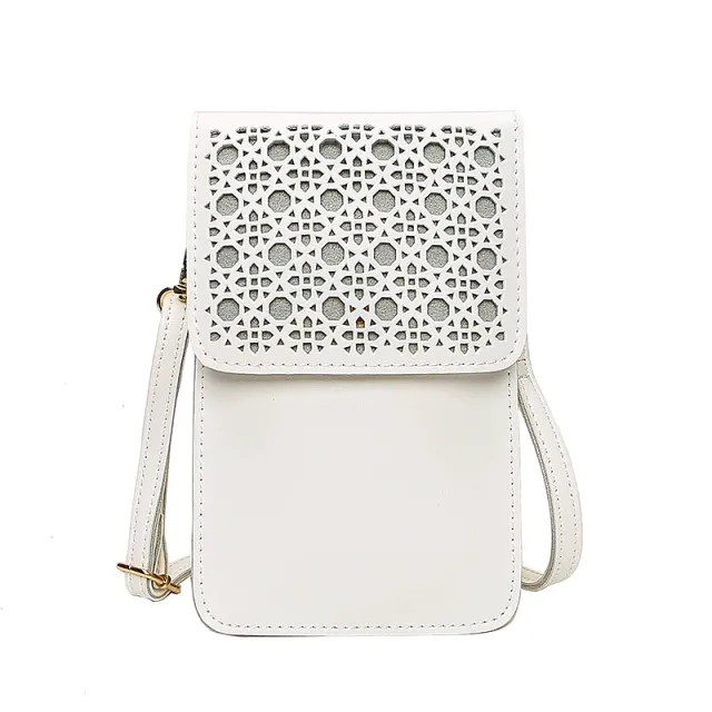 Women's Hollow Large Screen Double Compartment Single shoulder Diagonal Coin Purse White - Shop at LoveMi