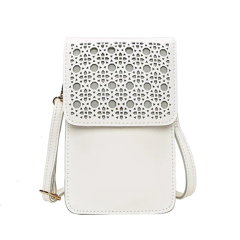 Women's Hollow Large Screen Double Compartment Single-shoulder Diagonal Coin Purse - White