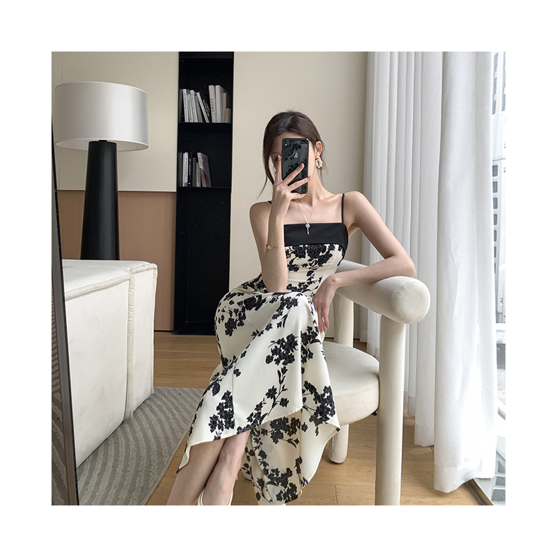 Title 5, Spaghetti strap floral print maxi dress. A flow...