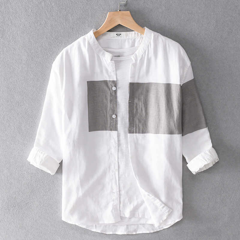Three-quarter Sleeve Loose Trendy Handsome Cotton And Linen Top