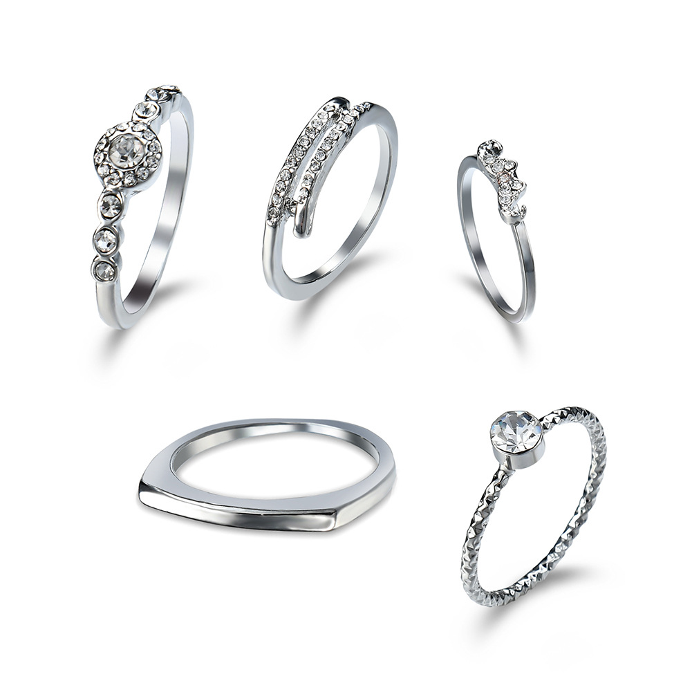 S925 Silver Simple Joint Ring Combination Set