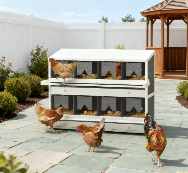 Chicken Nesting Box, 8 Compartment Wood Laying