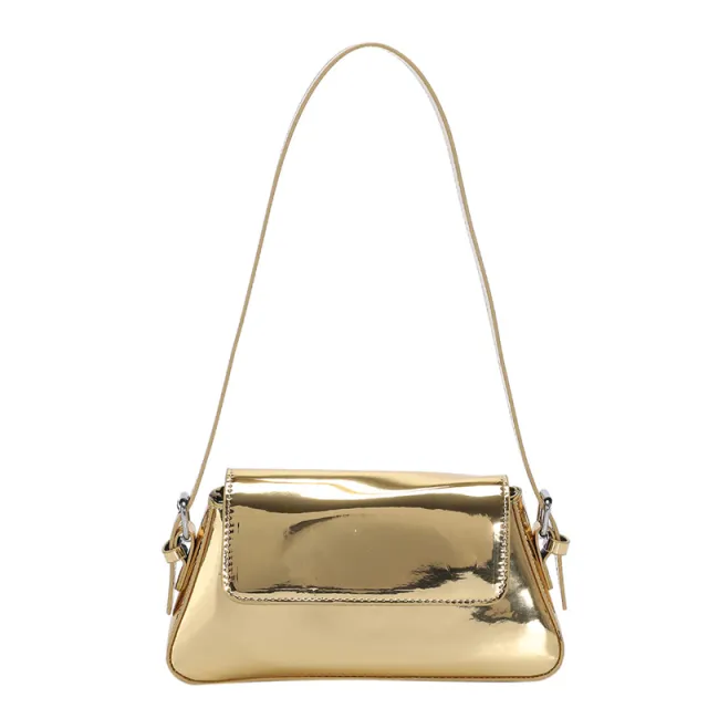 Women's Fashion Patent Leather Glossy Single Shoulder Crossbody Bag Gold - Shop at LoveMi