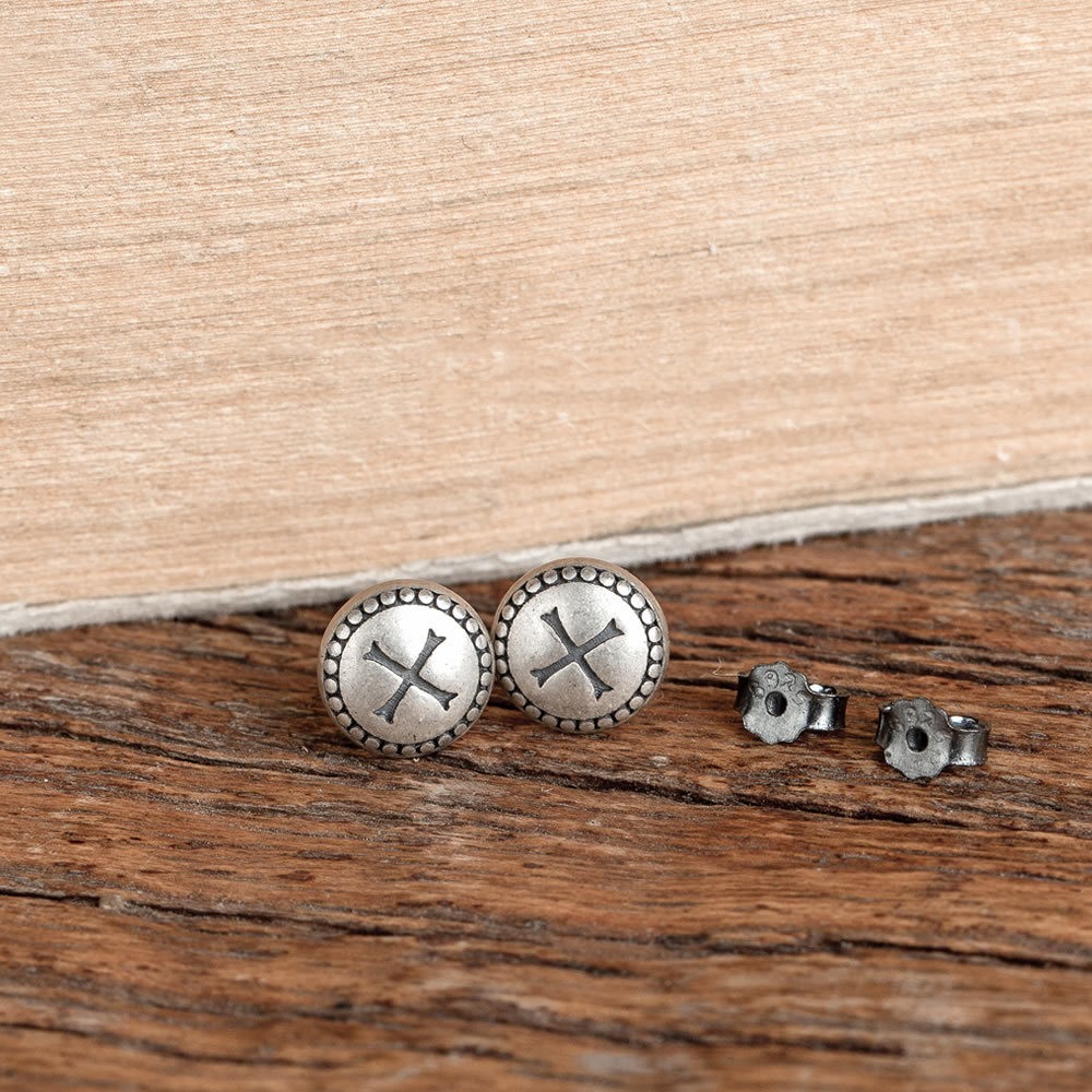 Title 2, S925 Sterling Silver Retro Round Studs