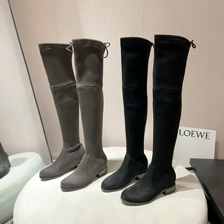 The New Thick Heel Inside Raised Flat High Boots