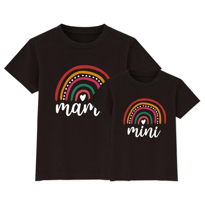 Title 6, Rainbow Print T-shirt Mother And Daughter Mom C...