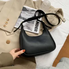 Retro Handbags Underarm Handbags Simple Fashion Handbags Shoulder Messenger Dumpling Bag - Black - View 1