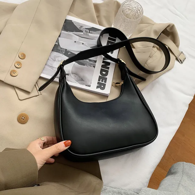Retro Handbags Underarm Handbags Simple Fashion Handbags Shoulder Messenger Dumpling Bag Black - Shop at LoveMi