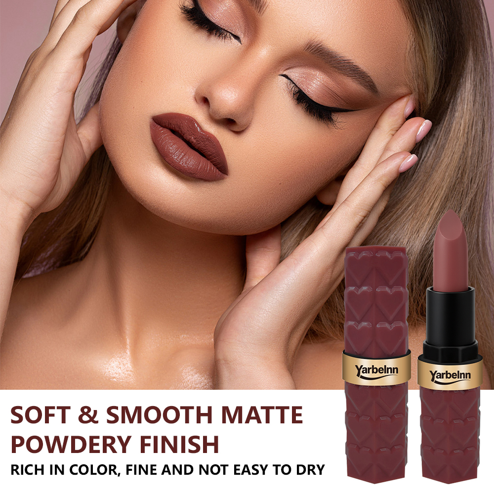 Matte Misty Modern Brown Red Lipstick, Waterproof Non-transfer Long Lasting Smudge Proof Lip Makeup, 3.5g 6