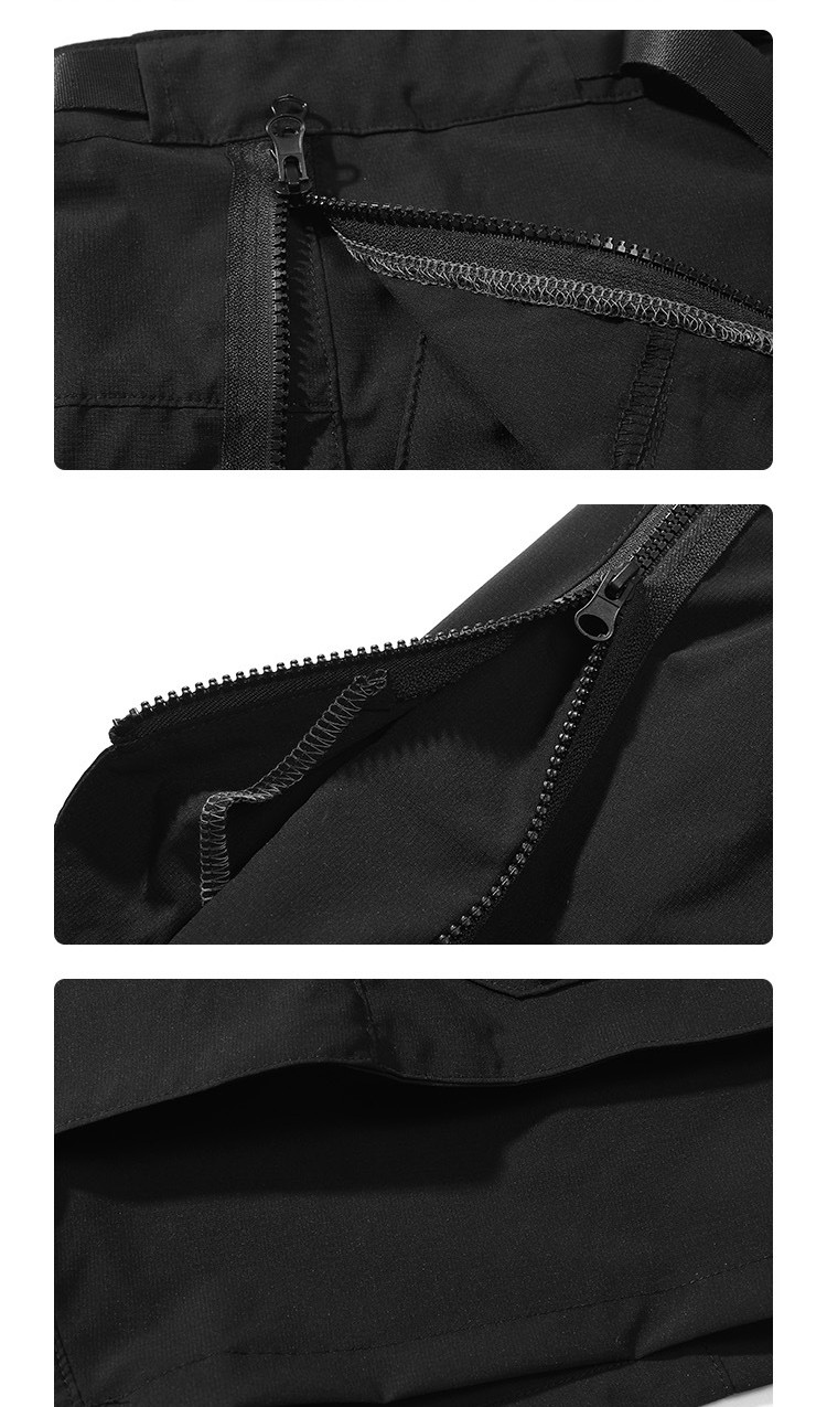 Functional Style Dark Double Sided Ribbon Shorts