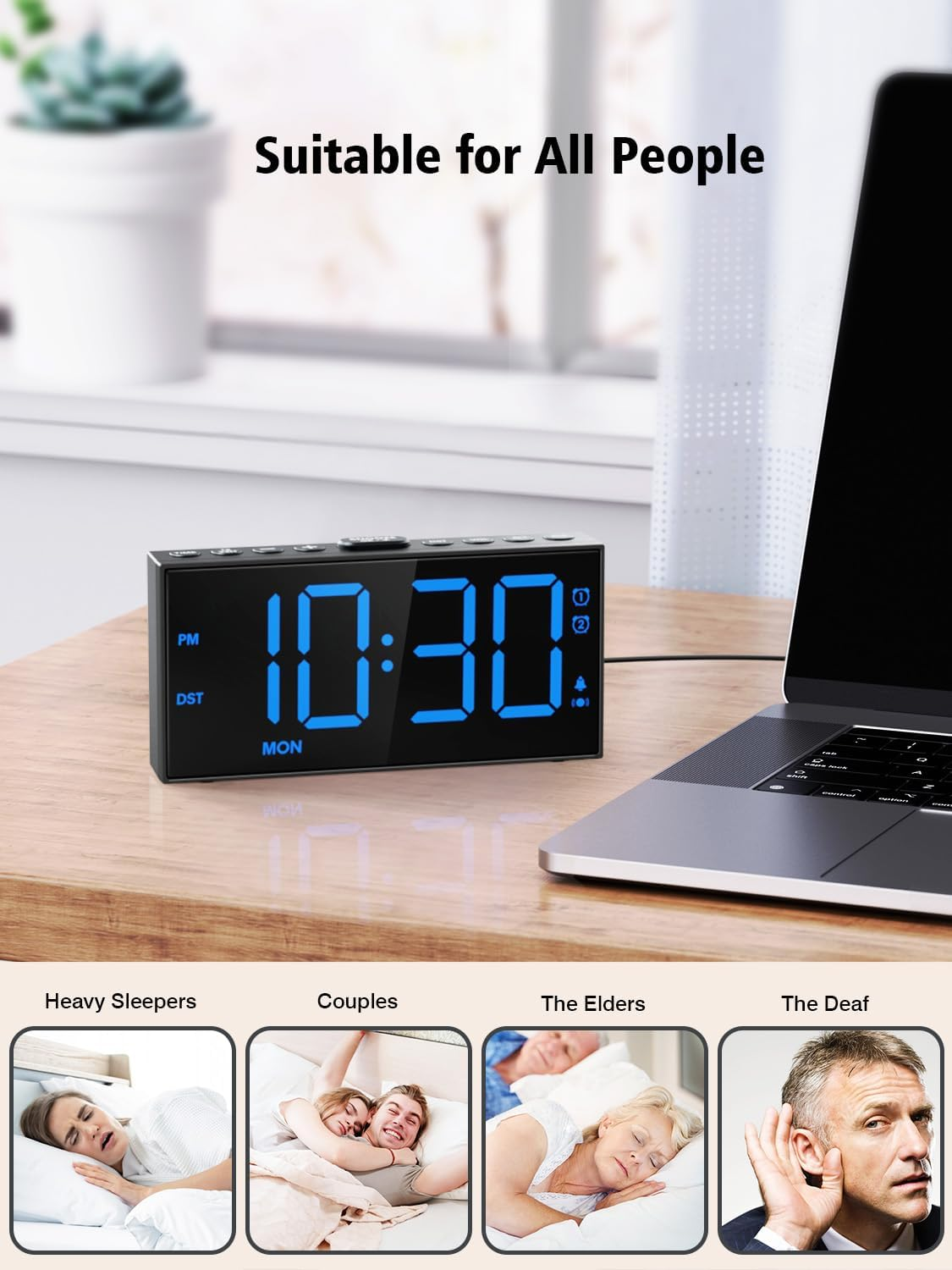 A Loud Alarm Clock With A Bed Vibration Device, Specially Designed For People With Severe Insomnia. It Is Suitable For Those With Hearing Impairments And Deafness. It Has 2 Alarm Functions, 3 Vibratio