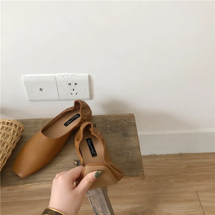 Flat-bottomed Loafers Wear Two Shoes And One Pedal - Brown