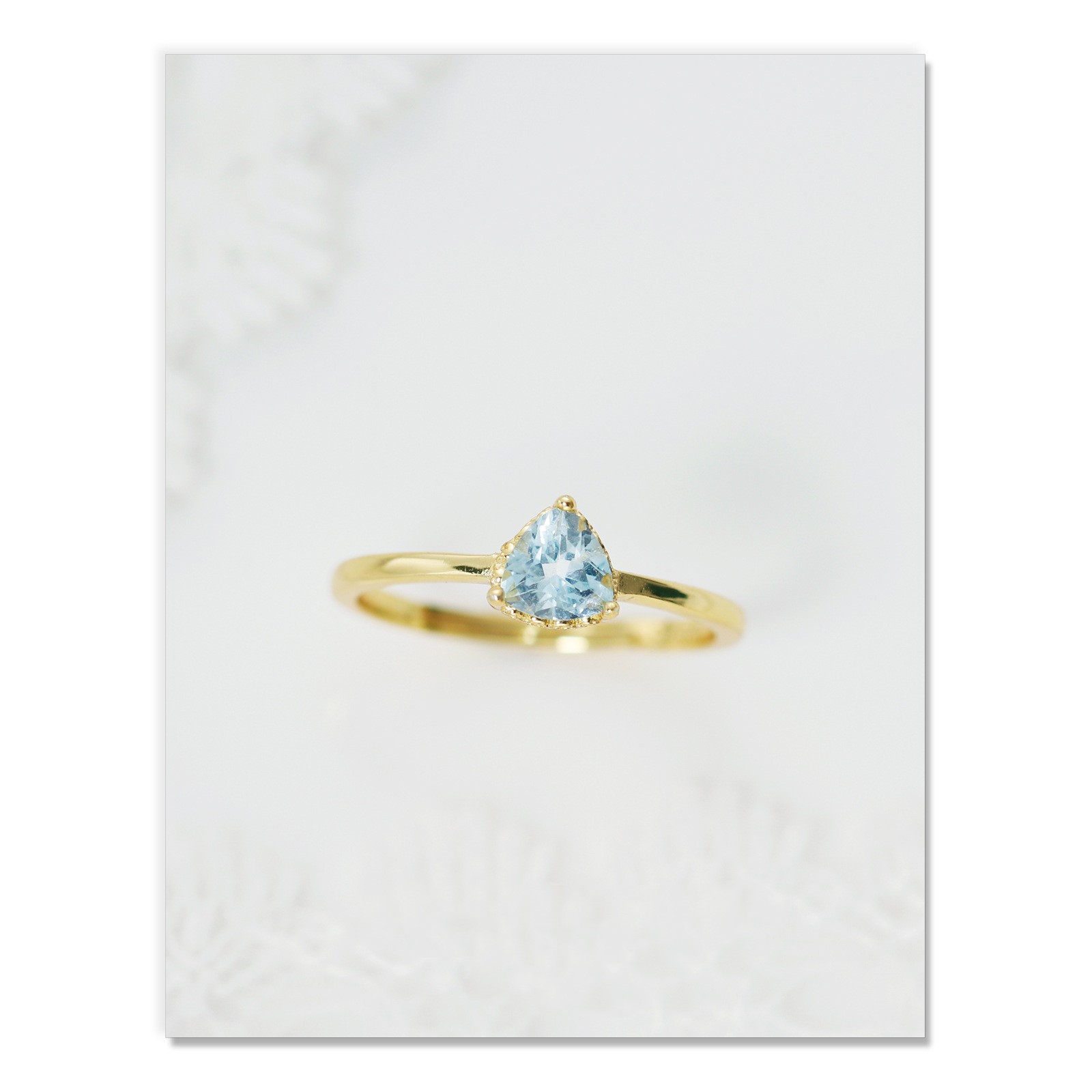 925 Silver Sky Blue Topa Triangle Cut Ring Adjustable