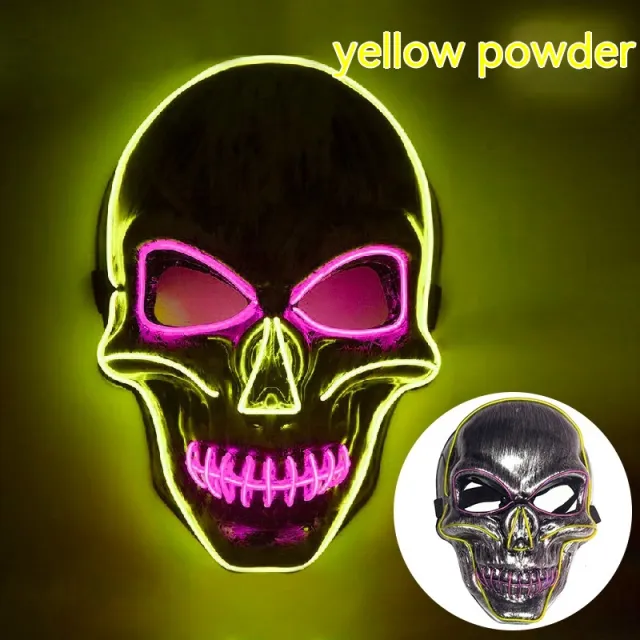 Luminescent Light Luminous Plastic Mask Yellow And Pink Two Tone Skull - Shop at LoveMi