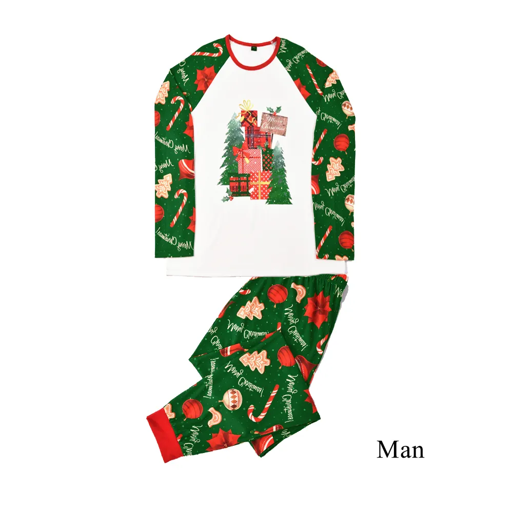 Christmas Family Parent Child Pajamas - Green White