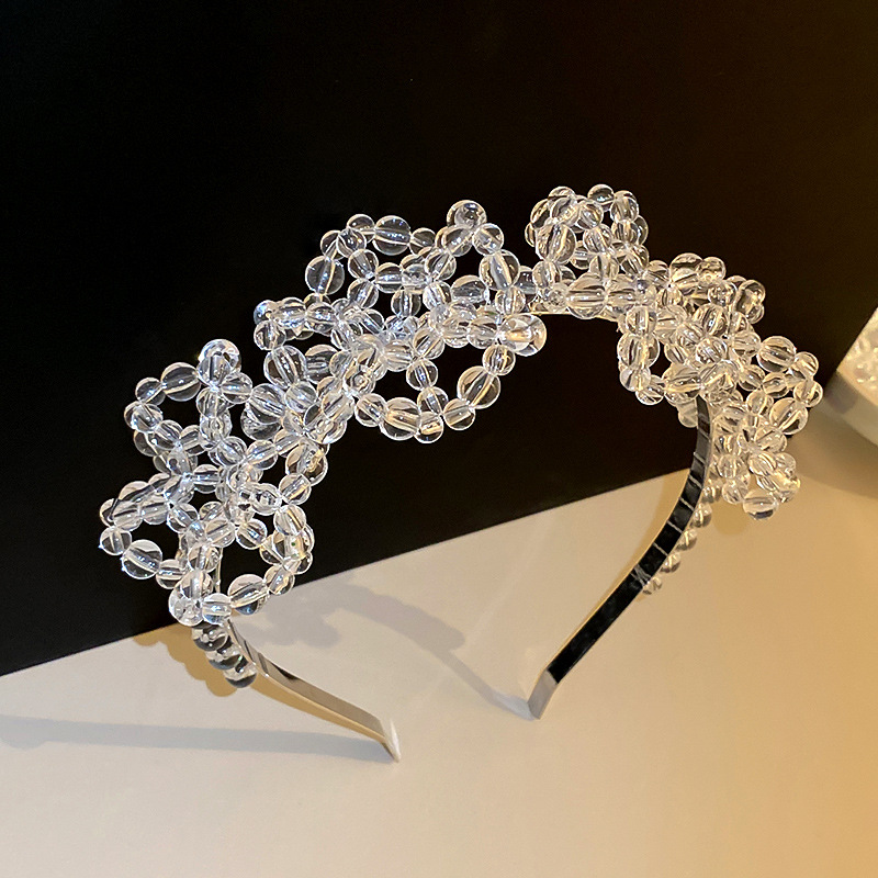  New Crystal Woven Flower Hairpin One Word Clip Hairband